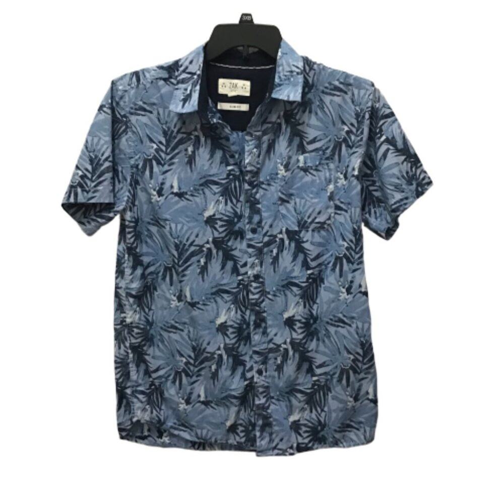 Z.A.K. Hawaiian Men's Slim Fit Blue Shirt, L